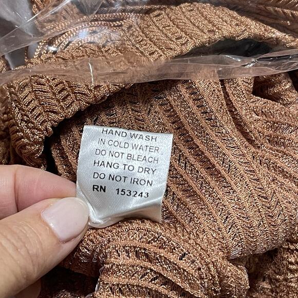 Side Fringe Knit Flare Leg Pants Size S Caramel Brown Sheer Cowgirl Costume NWT - Picture 12 of 15